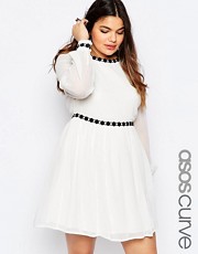 ASOS CURVE Soft Babydoll Dress With Contrast Trim