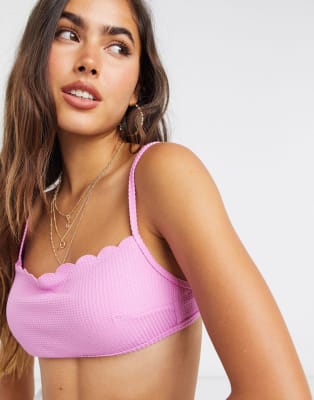 Aerie Rosa Bikini Med Bandeau Verdel Och Trosor Asos