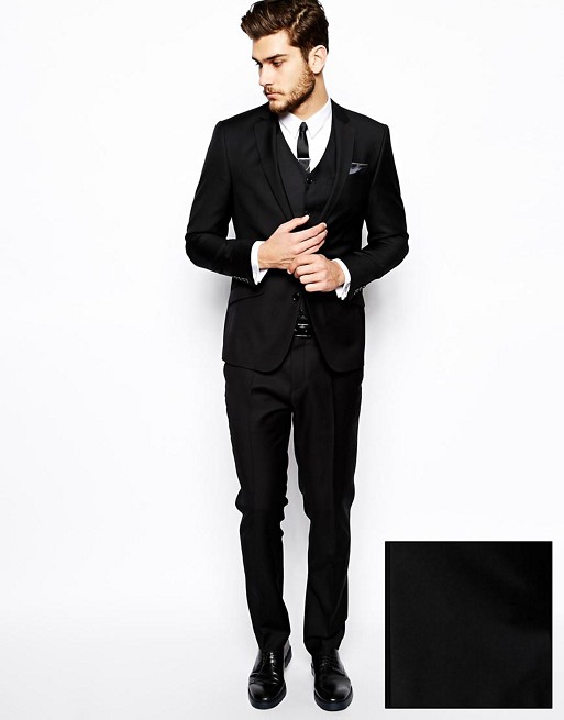 ASOS Slim Fit Suit in 100% Black Wool