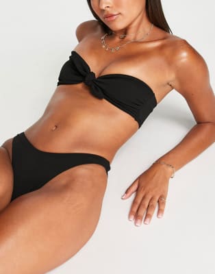 Esclusiva Fashion Union Bikini Con Slip Sgambati A Vita Alta Nero