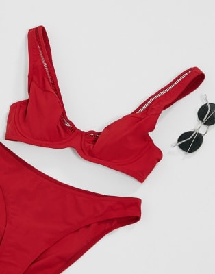 Figleaves Fuller Bust Ladder Bikini In Red ASOS