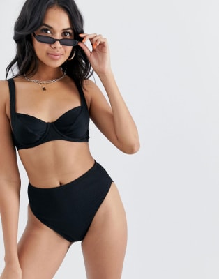 Missguided Czarne Bikini Z Fiszbinami Asos