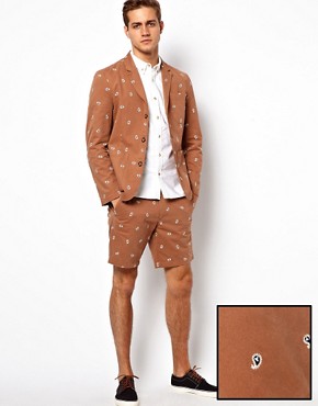 ASOS Slim Fit Blazer and Short in Embroidered Paisley 