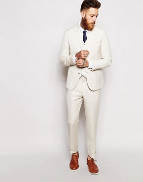 ASOS Slim Fit Suit Jacket In Linen Mix 