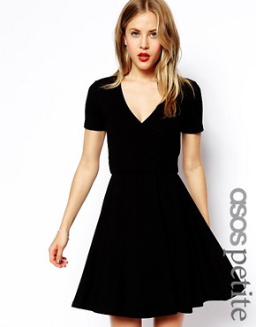 ASOS PETITE Skater Dress with Wrap Front 