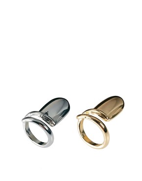 Image 3 of ASOS Two Pack Wrap Around Nail Rings