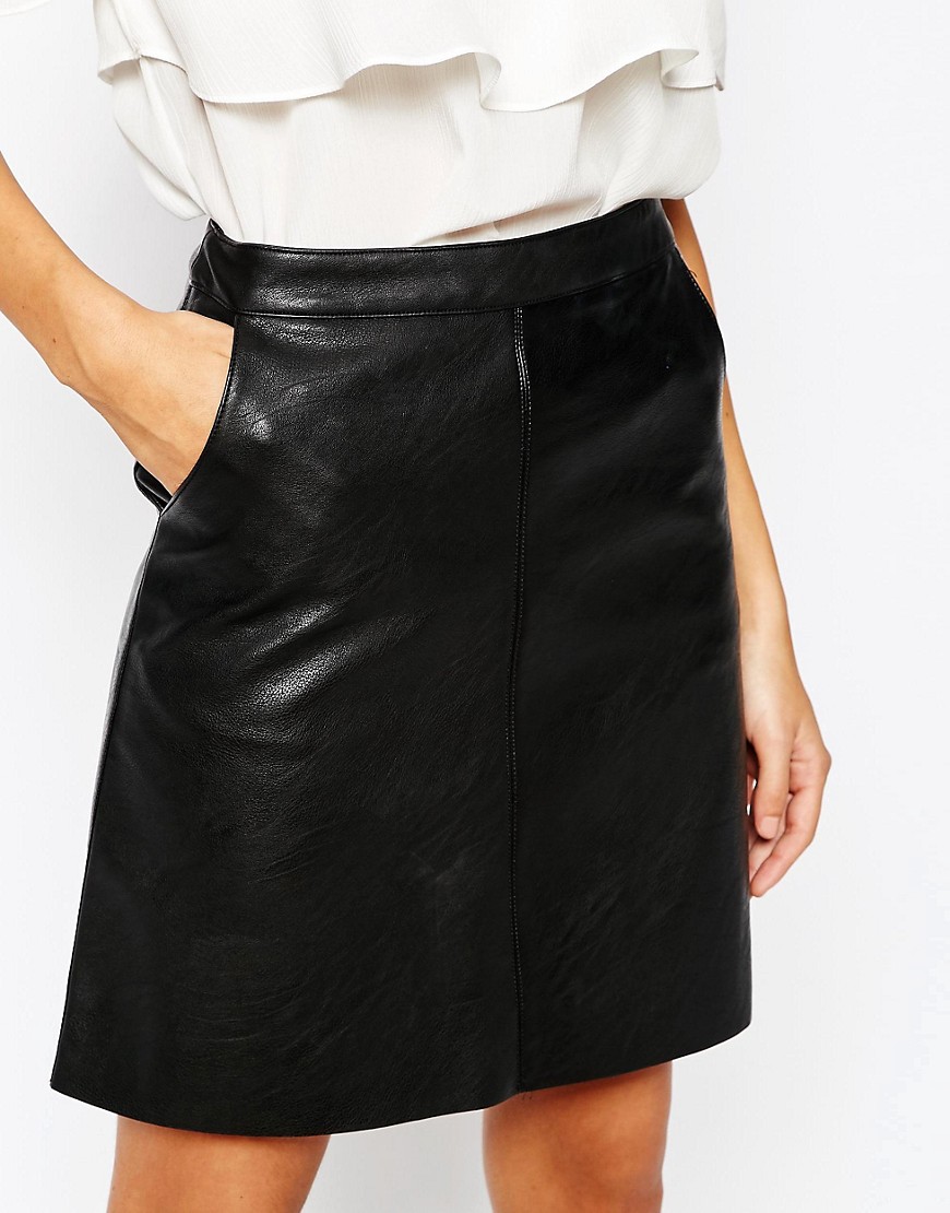 Image 3 of Warehouse Faux Leather A Line Skirt