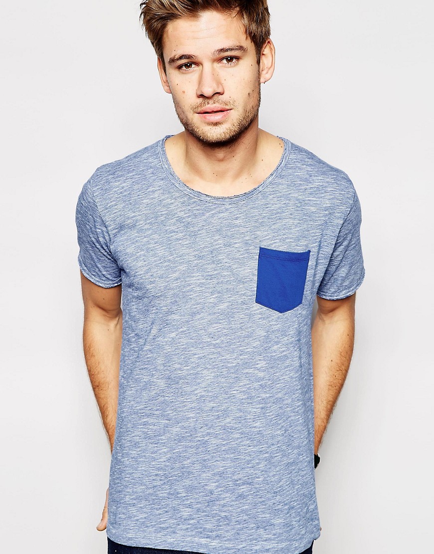 Image 1 of Selected T-Shirt With Contrast Pocket
