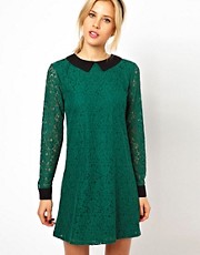 ASOS Shift Dress with Contrast Collar And Cuff