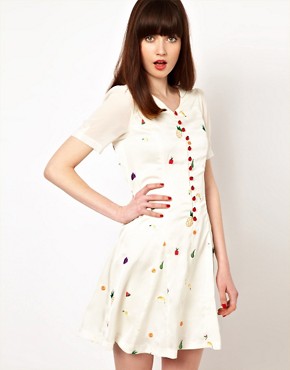 Image 1 of Nishe Sweetheart Dress with Fruit Embroidery