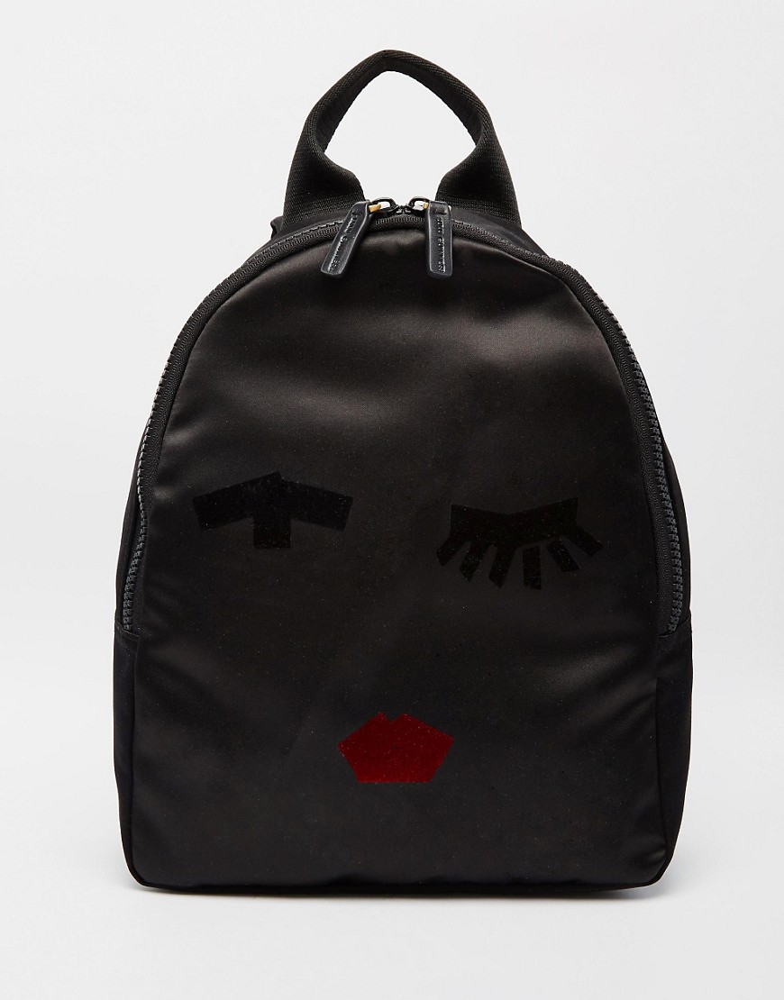 Image 1 of Lulu Guinness Backpack in Satin with Taped Face