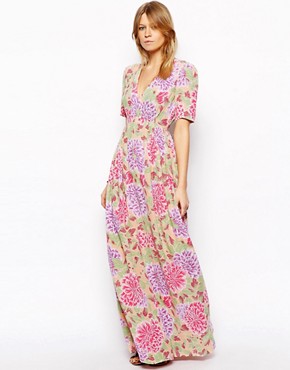 Image 4 of ASOS Maxi Tea Dress In Pastel Floral Print