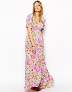 Image 1 of ASOS Maxi Tea Dress In Pastel Floral Print