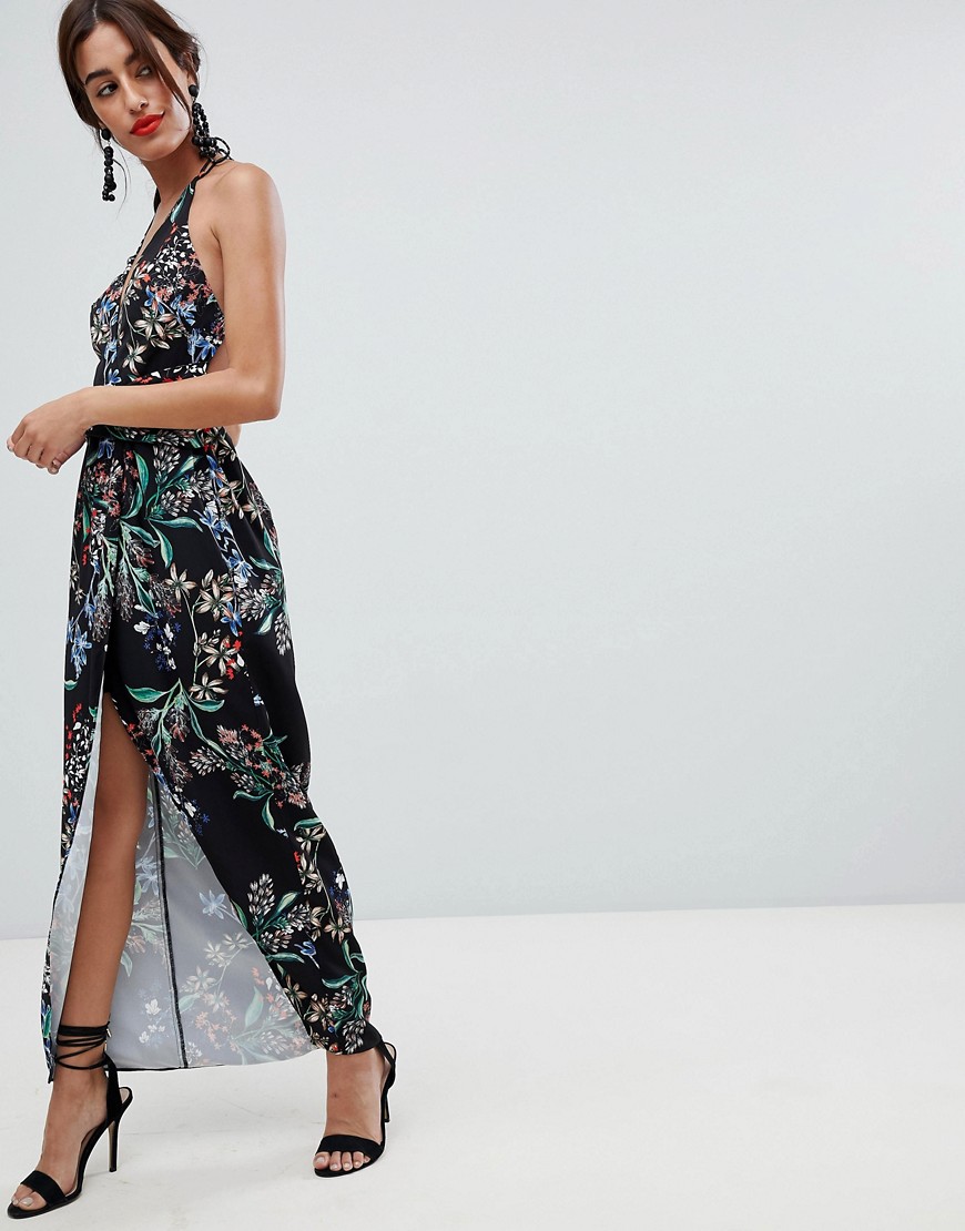 Imagen principal de producto de Vestido largo cruzado con estampado floral Avalon de Stylestalker - Stylestalker
