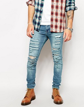 ASOS Super Skinny Jeans With Extreme Rips 