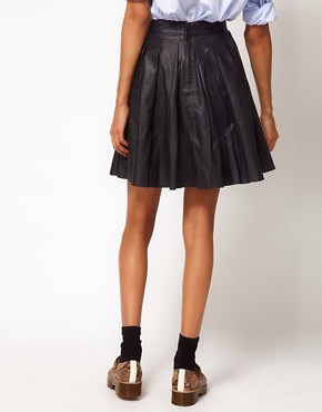 Image 2 of ASOS Premium Skirt in Pleated Leather