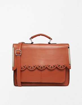 ASOS Satchel Bag with Scallop Bar Detail and Punchout