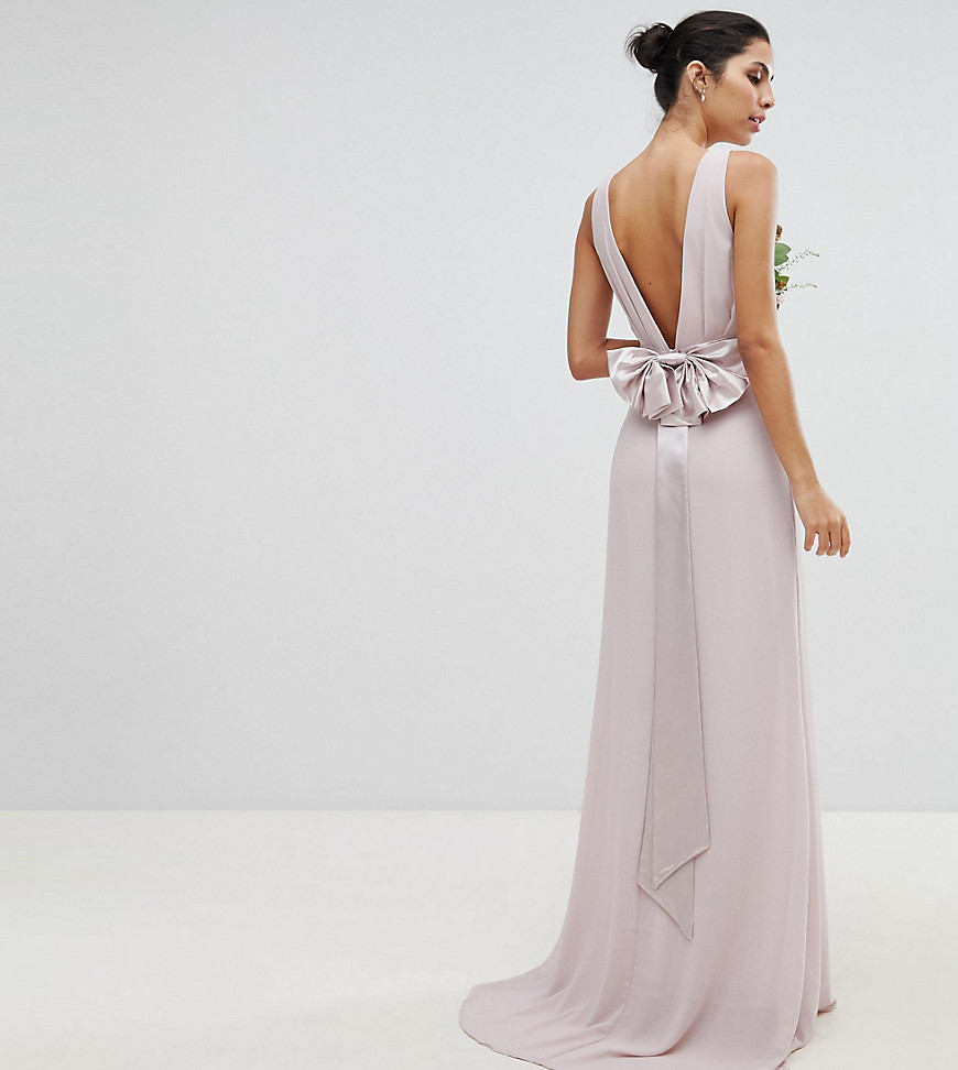 Платье макси с бантом на спинке TFNC WEDDING - Розовый