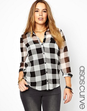 ASOS CURVE Exclusive Shirt In Plaid Check