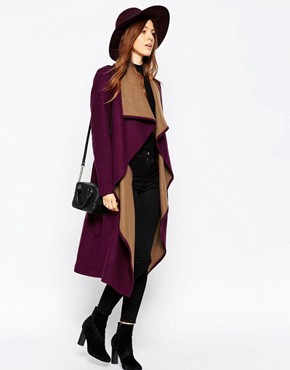 ASOS Coat With Waterfall Front And Belt