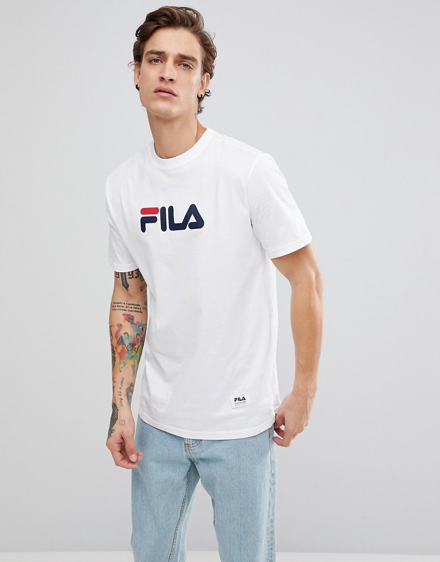 Белая футболка с крупным принтом логотипа Fila Black Line - Белый