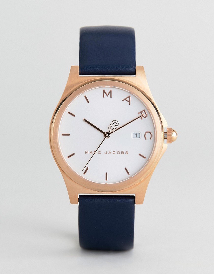 Часы с темно-синим кожаным ремешком Marc Jacobs MJ1609 Henry - 36 мм
