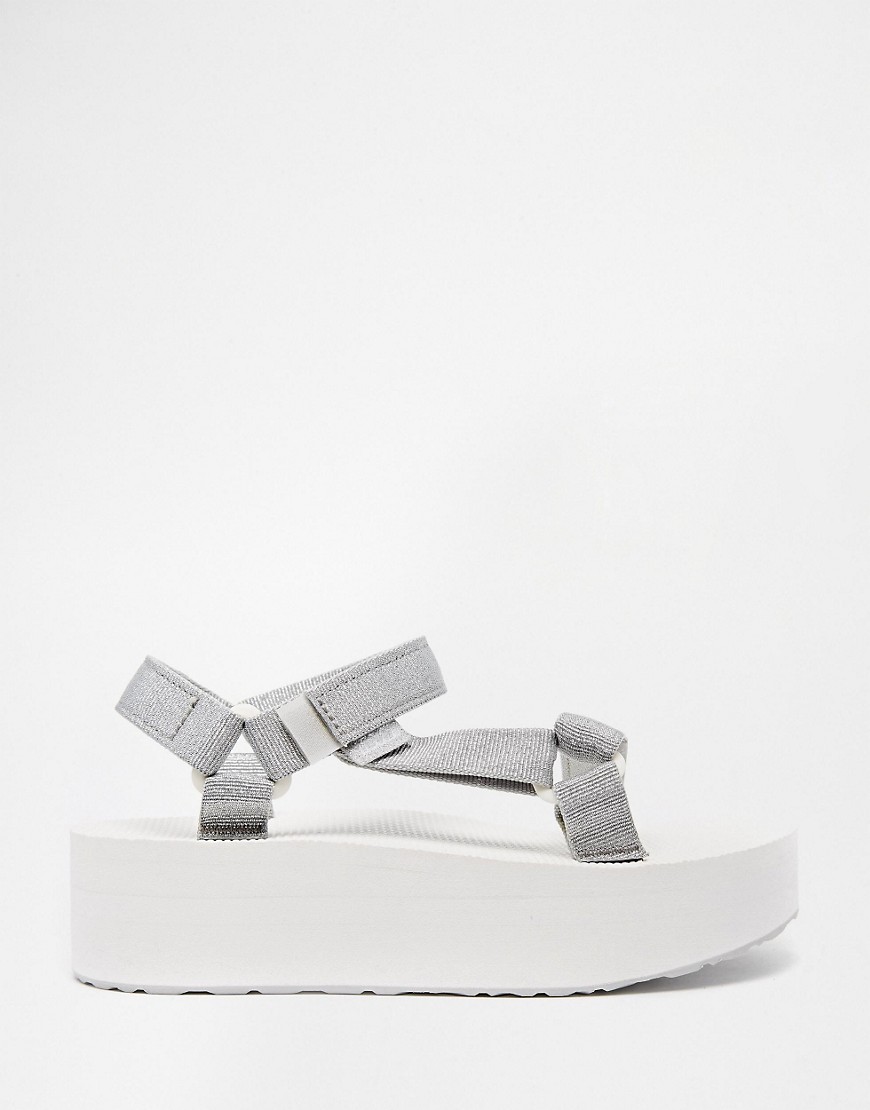 Image 2 of Teva Silver Flatform Universal Heeled Sandals