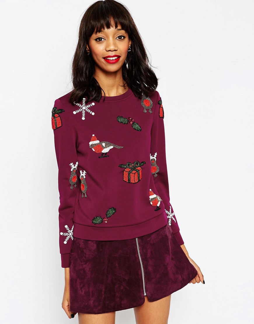 Image 1 of ASOS Holidays Sweater With Holidays Embellishment