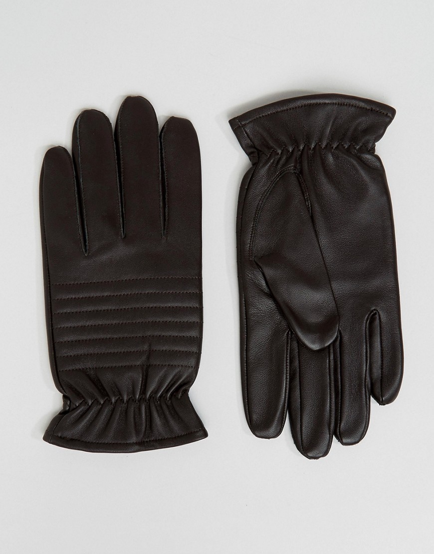 Черные кожаные байкерские перчатки Barneys - Черный