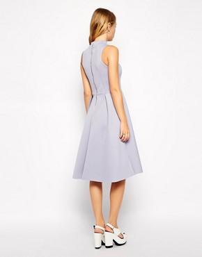 Image 2 of ASOS Midi Skater Dress in Scuba with High Neck