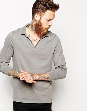 ASOS Long Sleeve Polo Shirt With Notch Neck 