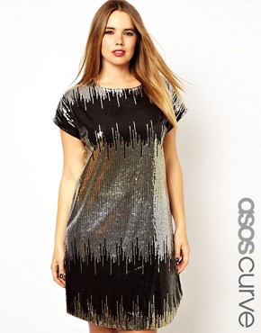 Image 1 of ASOS CURVE Exclusive Shift Dress In Sequin