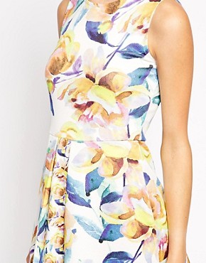 Image 3 of ASOS Skater Dress in Textured Floral Print