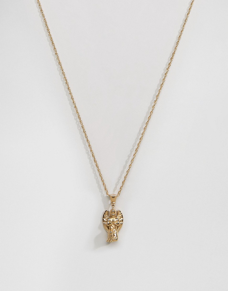 Золотистое ожерелье с подвеской-херувимом Mister - Золотой