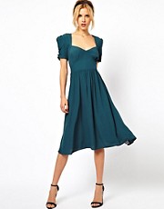 ASOS Midi Dress With Covered Buttons