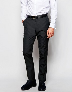 ASOS Slim Fit Suit Trousers In Charcoal Pindot 