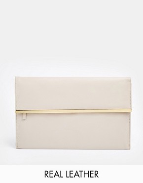 Image 1 of ASOS Leather Slim Envelope Clutch Bag