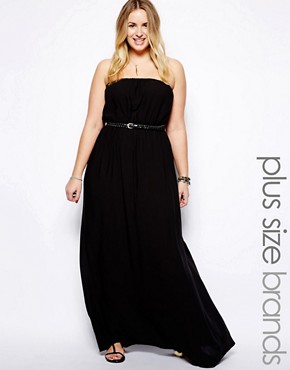Image 1 of New Look Inspire Plain Bandeau Maxi Dress
