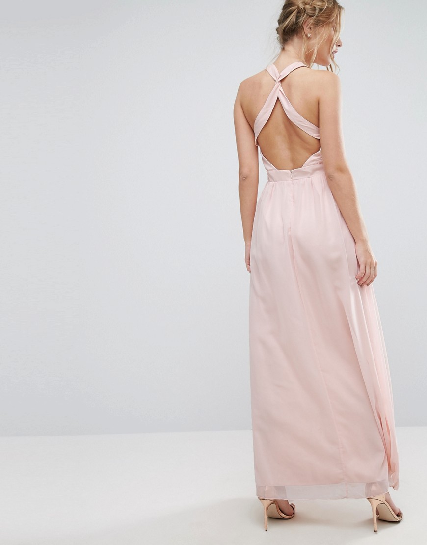 Image 1 of Little Mistress High Neck Maxi Dress with Open Back