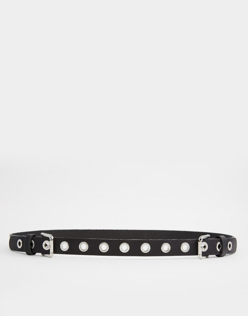 Image 1 of ASOS Leather Eyelet Double Buckle Waist And Hip Belt