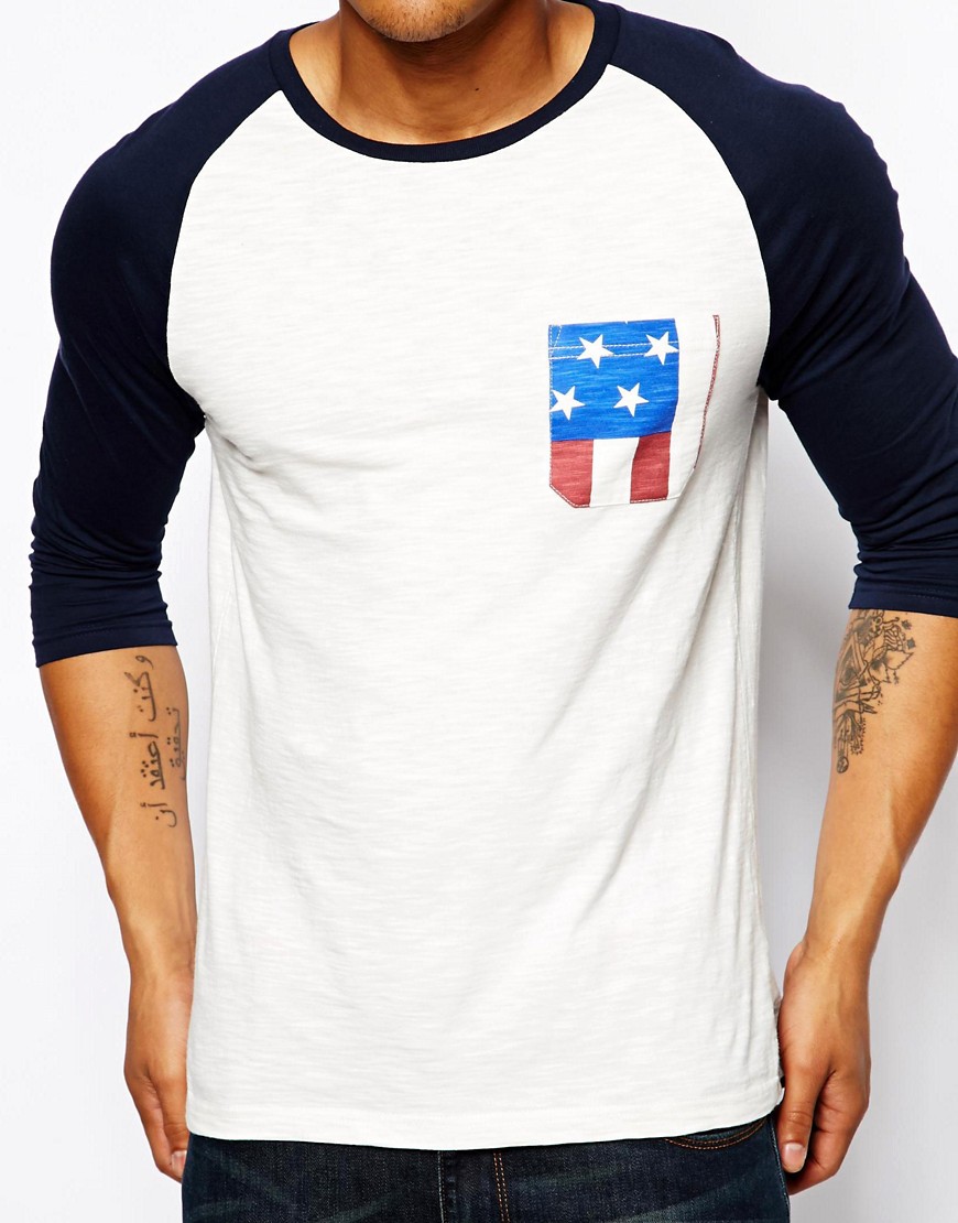 ASOS | ASOS 3/4 Sleeve T-Shirt With Contrast Sleeves And Stars