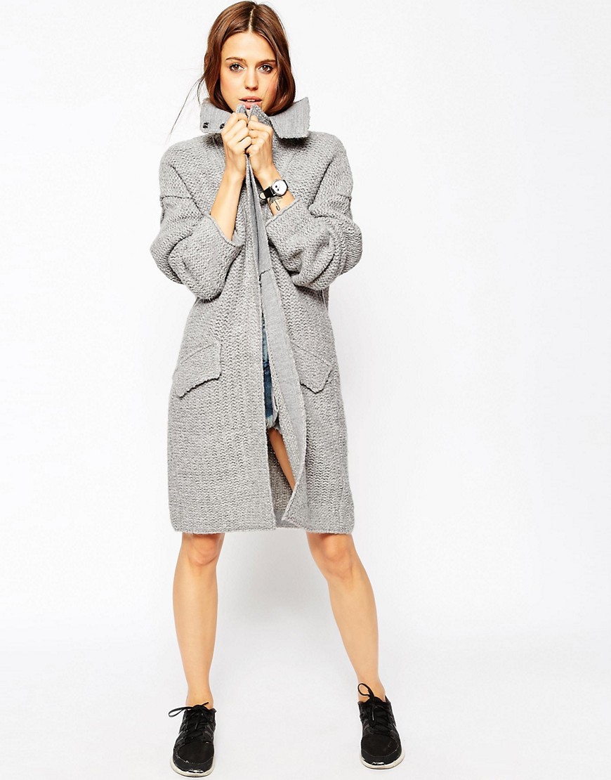 Image 1 of ASOS Premium Knitted Overcoat In Twist Yarn