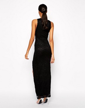 Image 2 of ASOS Lace Plunge Bodycon Maxi Dress