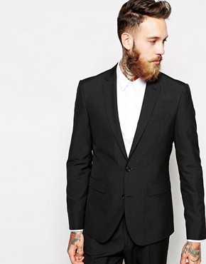 ASOS Regular Fit Suit Jacket In Black Pindot