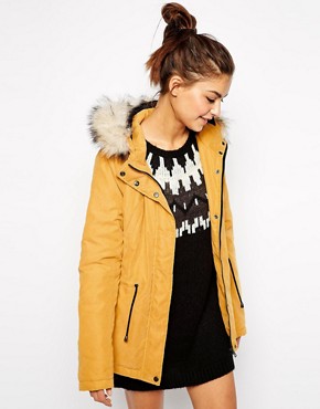 Only Faux Fur Hooded Parka (yellow)