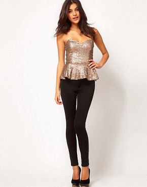 Image 4 of ASOS Bandeau Top with Sequin Peplum