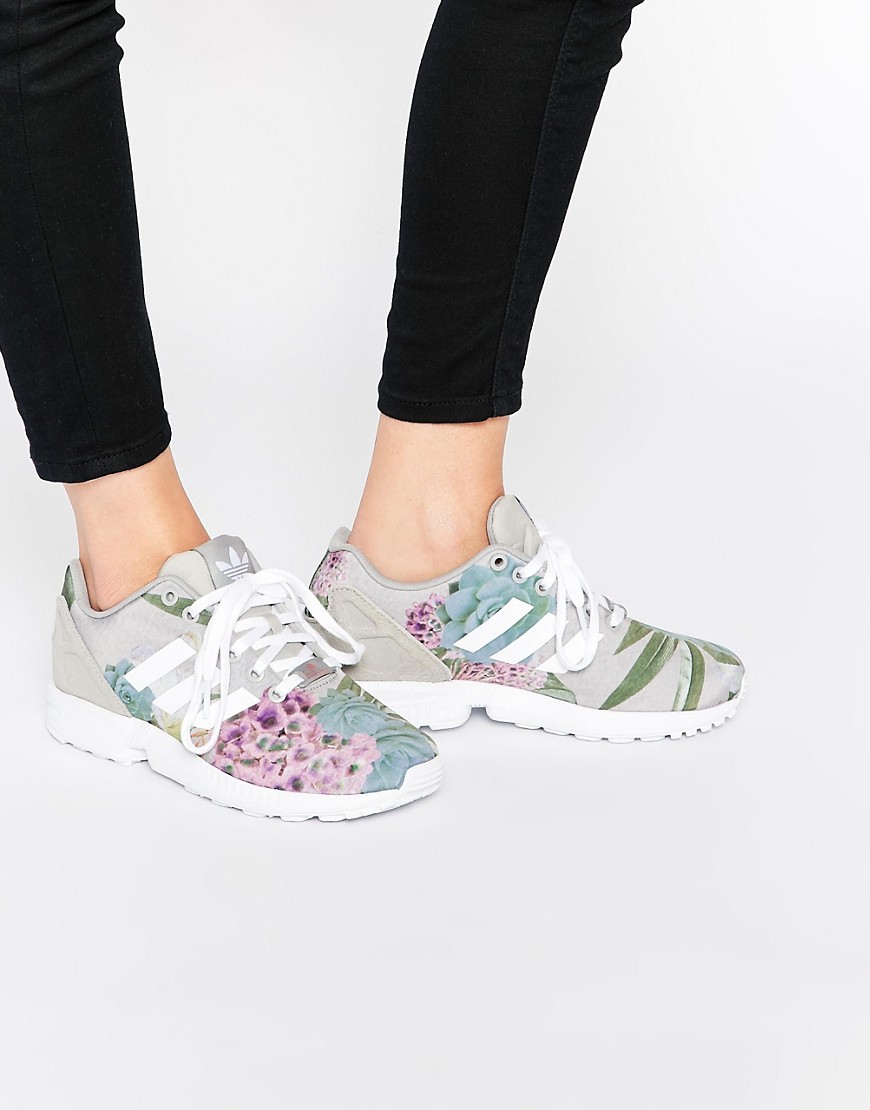 Image 1 of adidas Originals Floral Print ZX Flux Trainers