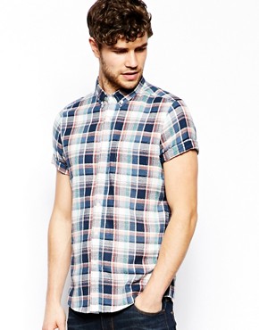 ASOS Shirt In Short Sleeve With Twist Yarn Check 