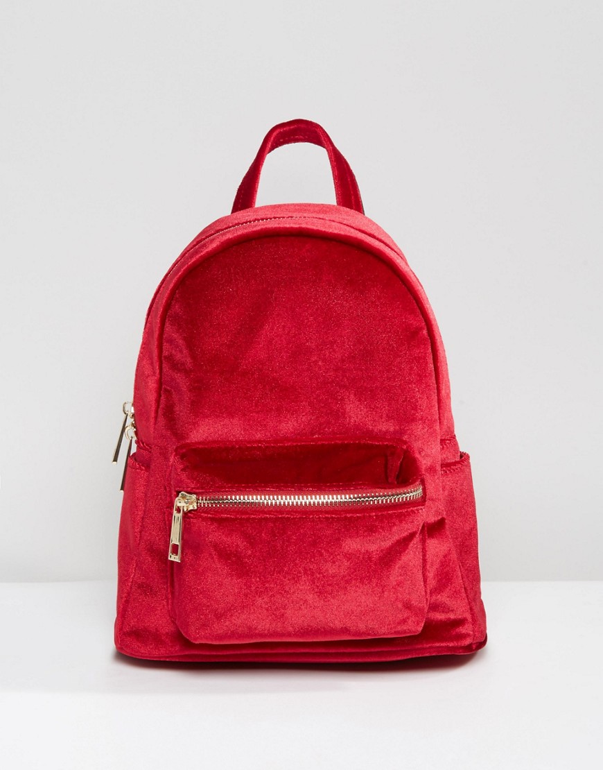 Бархатный мини-рюкзак Qupid - Красный