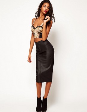 Image 1 of ASOS Pencil Skirt in High Shine